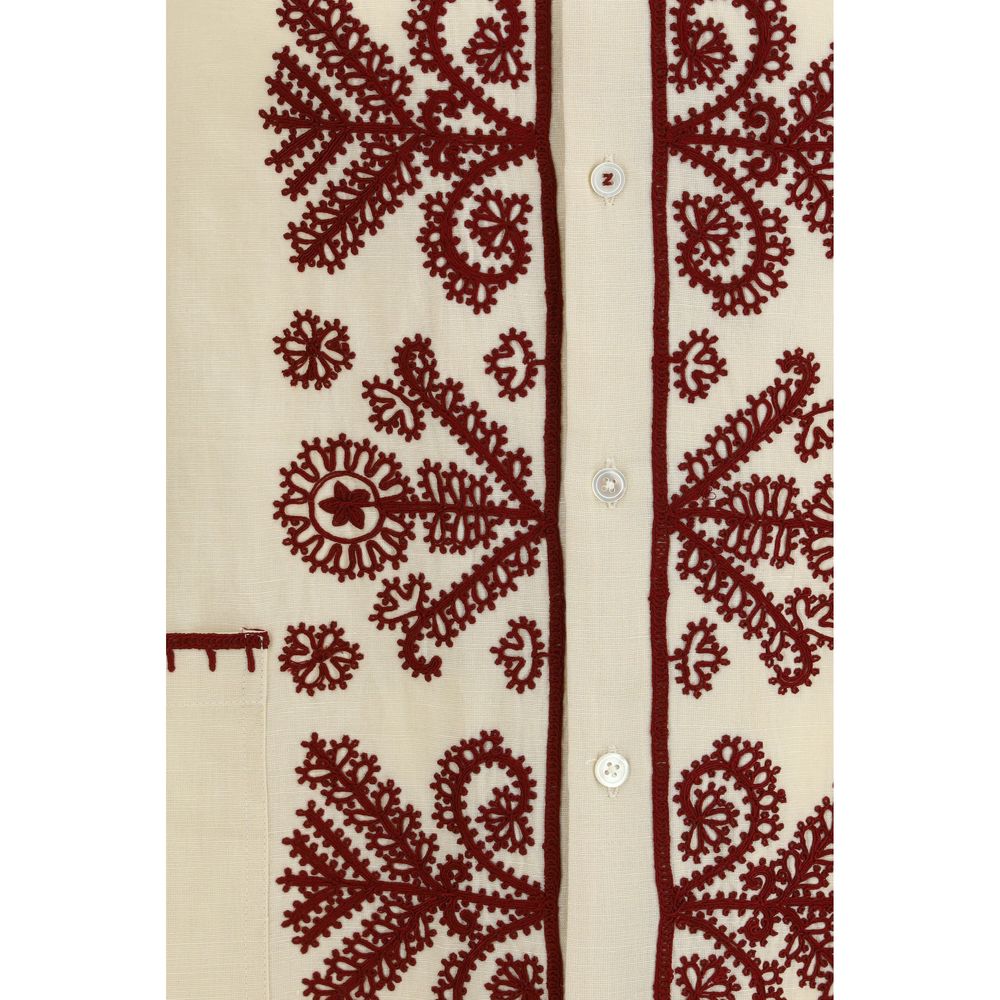 Baziszt Cream Hemp Pattern Shirt