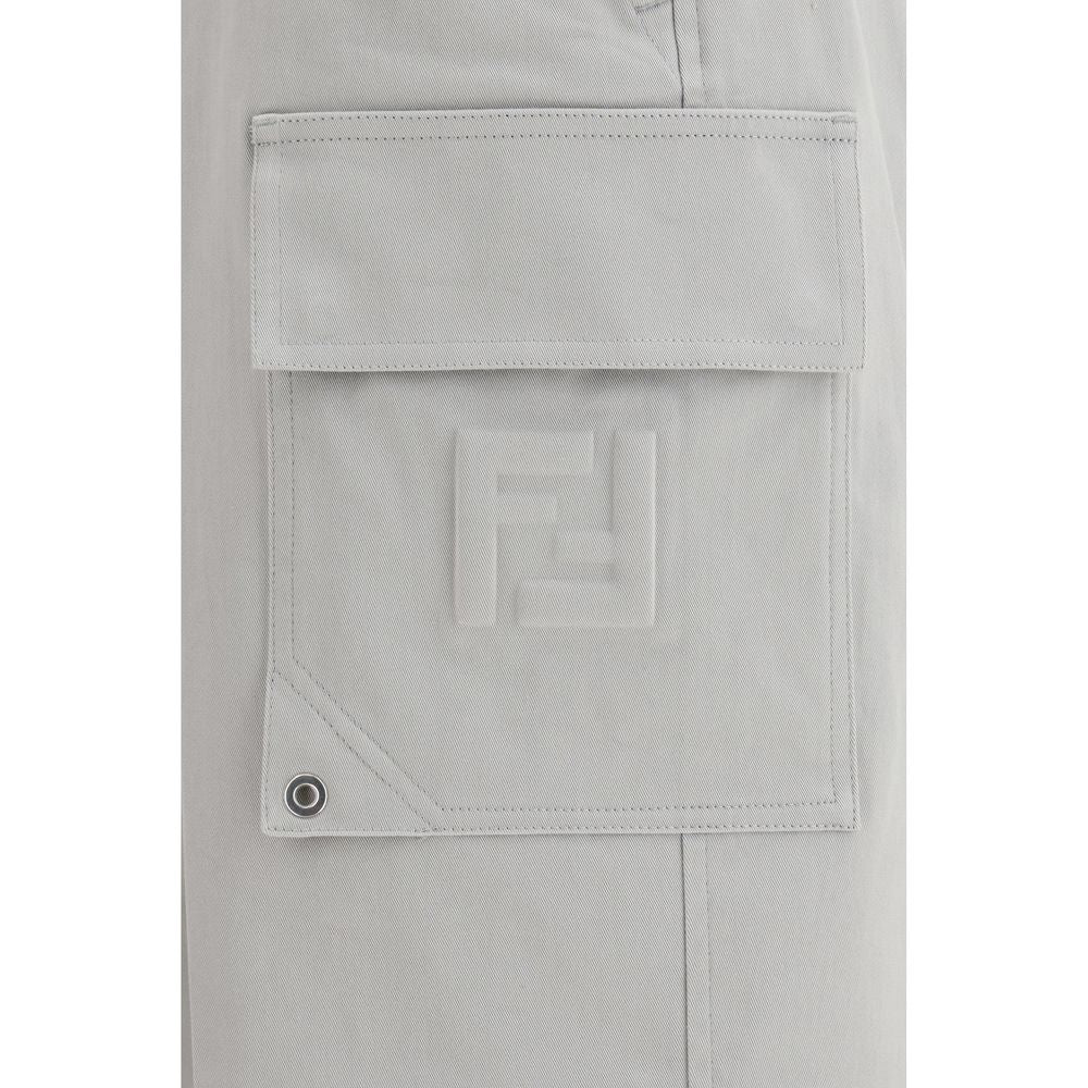 Fendi Silver Cotton Cargo Pants
