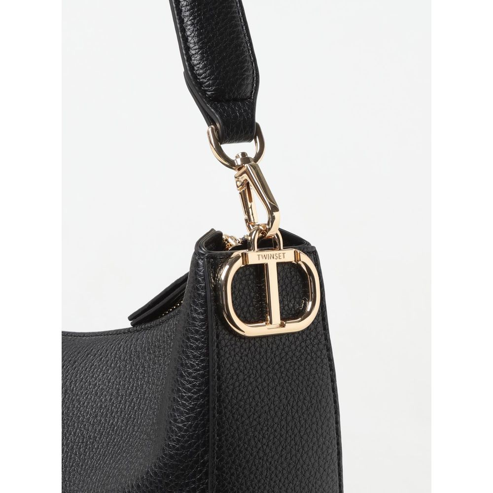 Twinset Black Leather Shoulder Bag