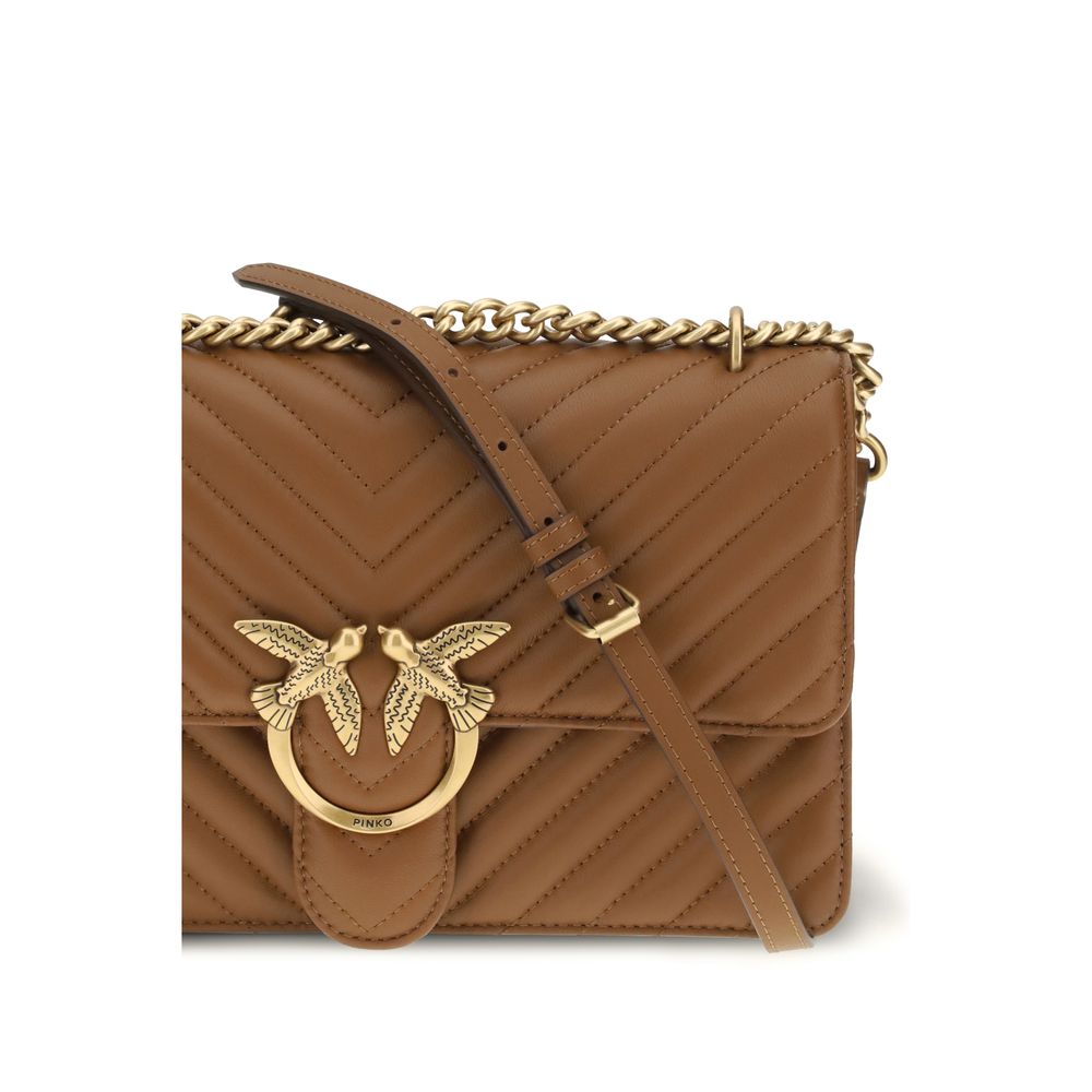 PINKO Brown Calf Leather Bos Taurus Shoulder Bag