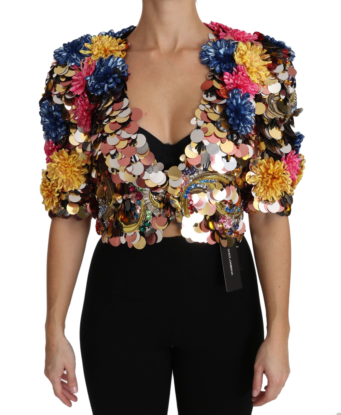 Dolce & Gabbana – Mantel mit Blumenmuster und Kristallpailletten