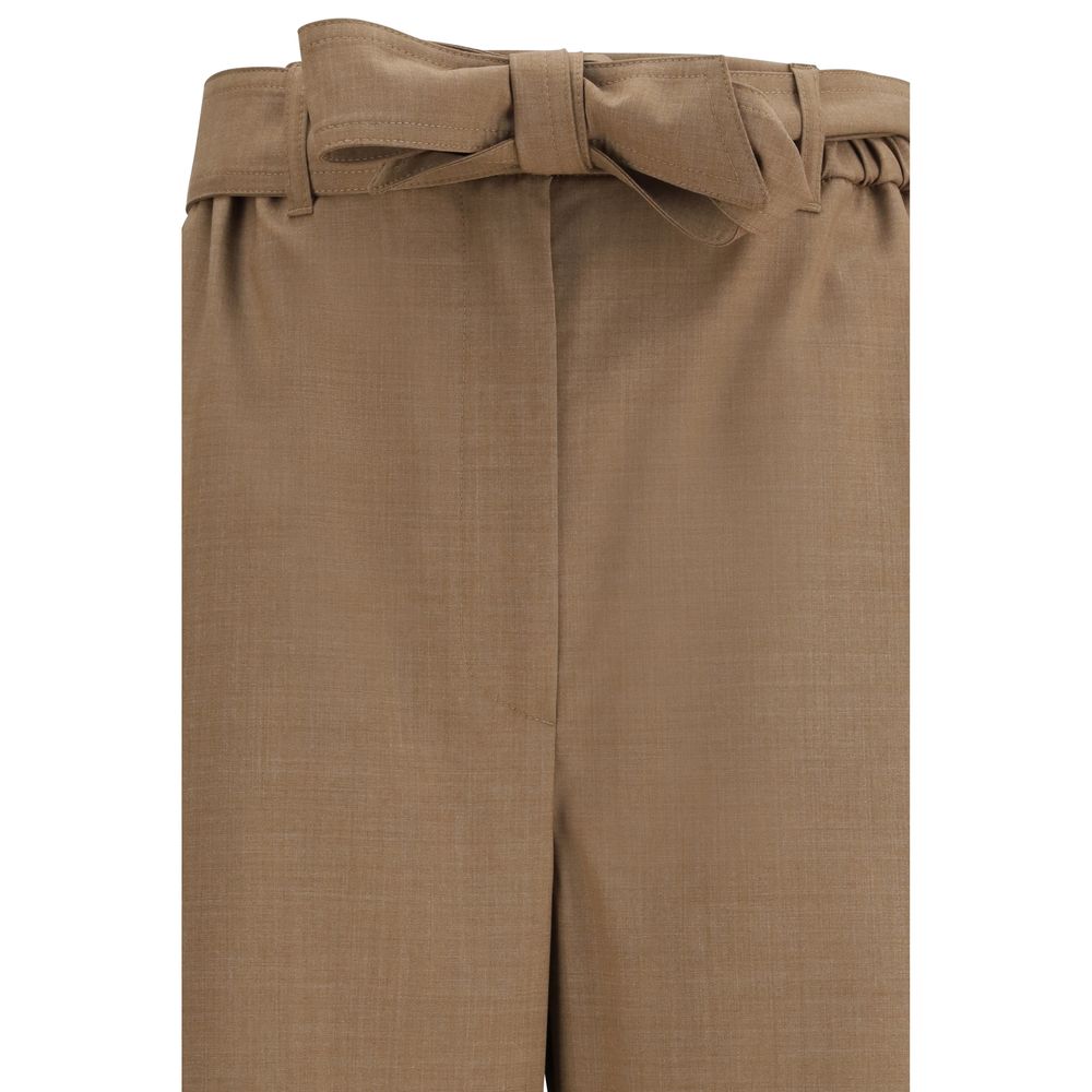 Max Mara Beige Fleece Wool Casual Pants