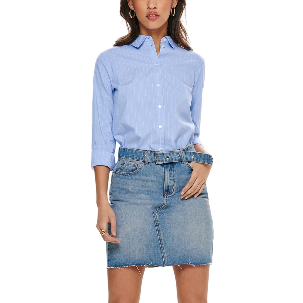 Jacqueline De Yong Blue Cotton Blouse