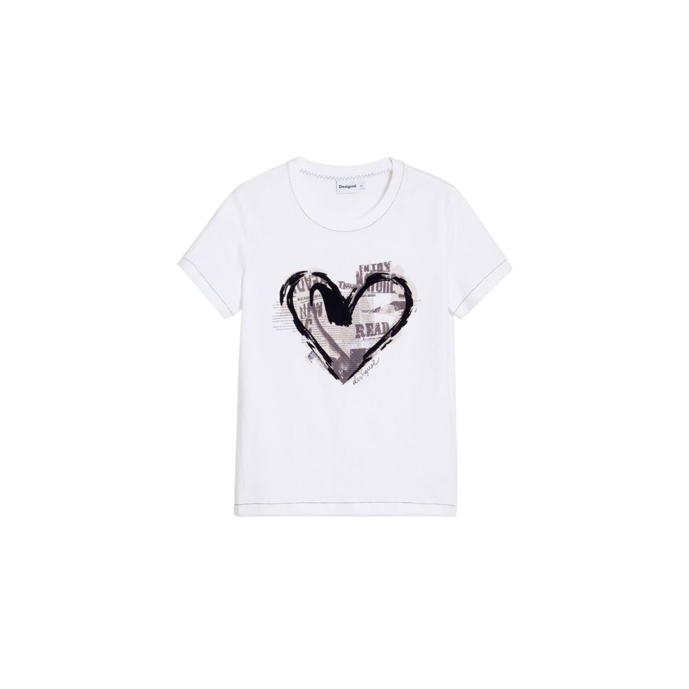 Desigual White Cotton T-Shirt