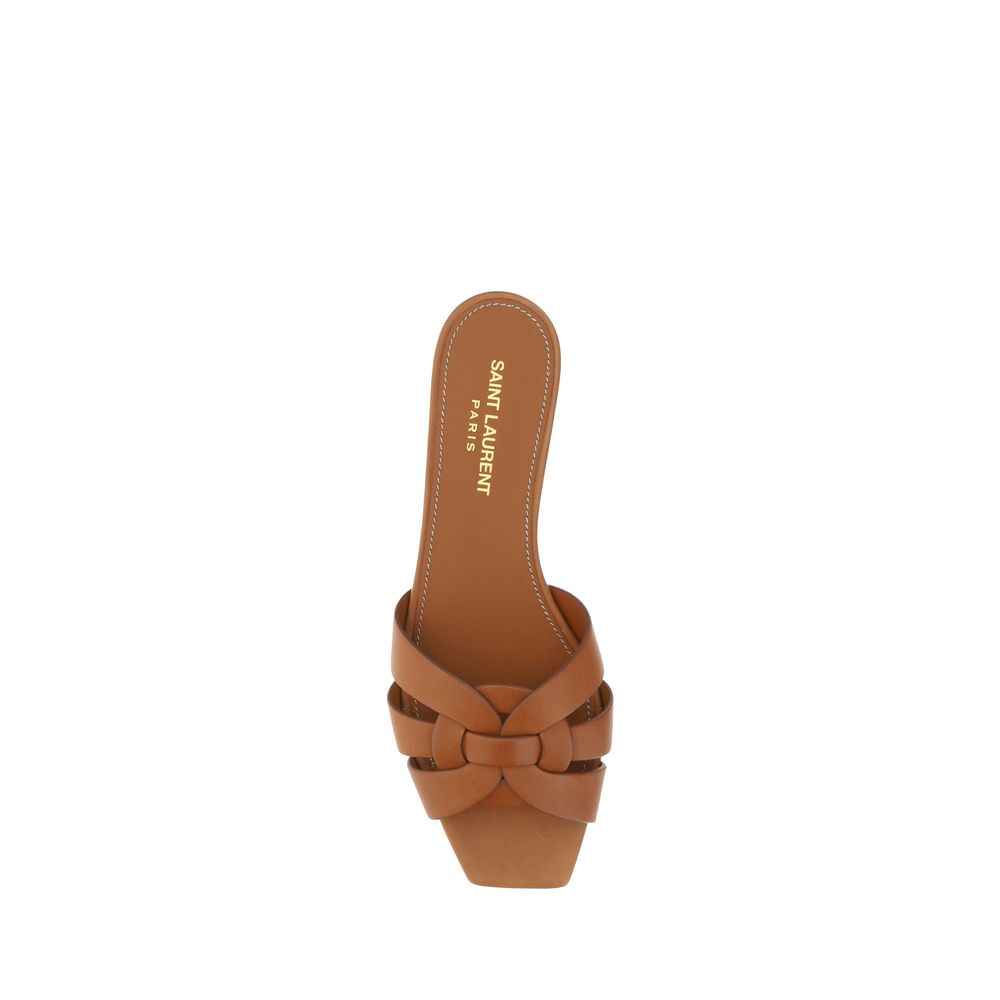 Saint Laurent Brown Calf Leather Bos Taurus Sandals