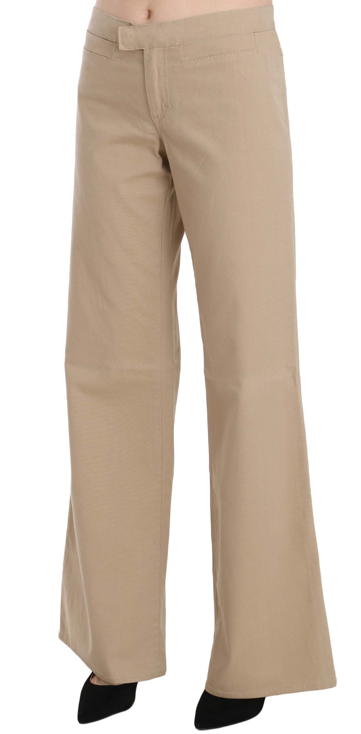 Just Cavalli – Schlaghose aus Baumwolle mit mittlerer Taille in Beige