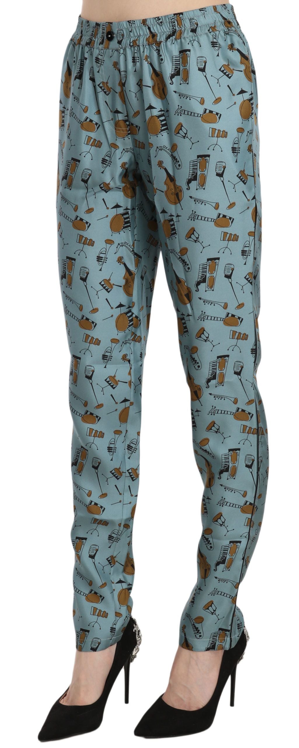Dolce & Gabbana – Karottenhose mit Musikinstrumenten-Print in Blau