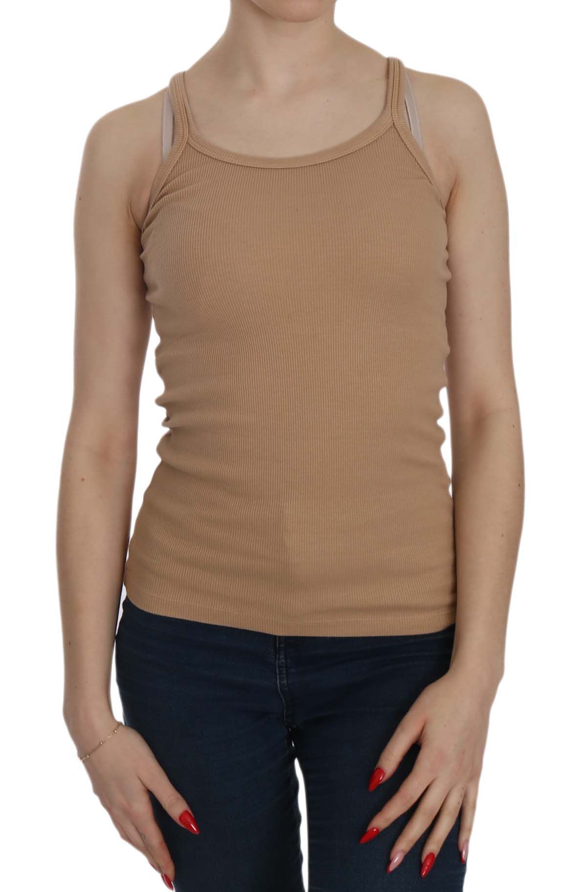 PINK MEMORIES – Ärmellose Tank-Bluse mit Spaghettiträgern in Beige