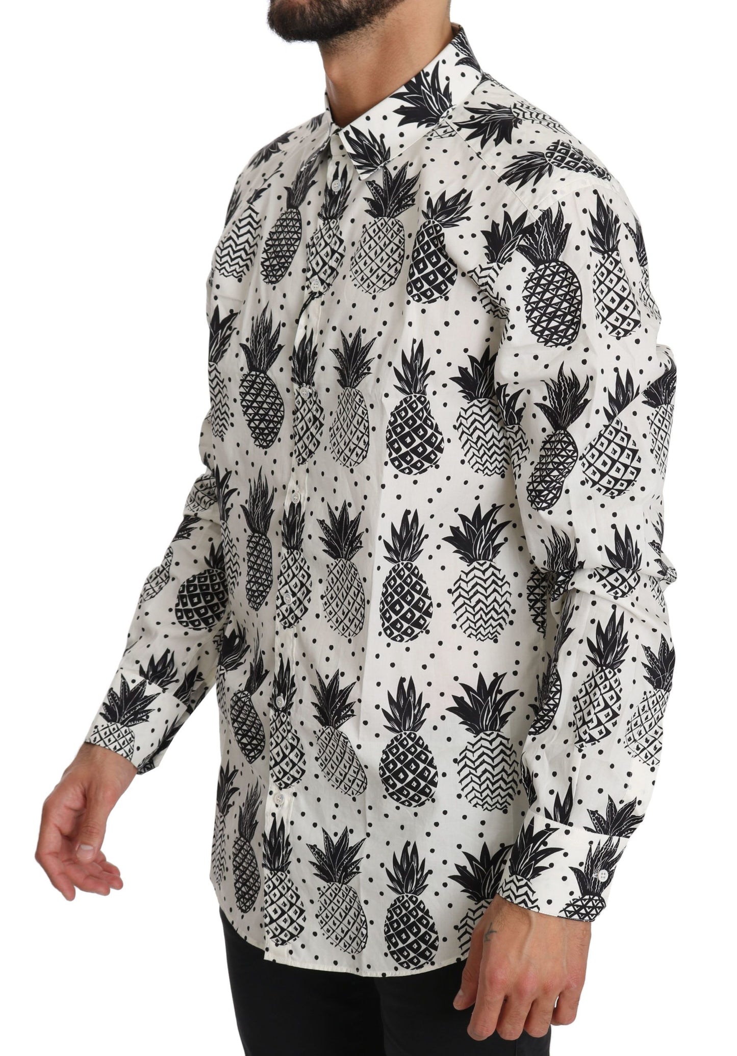 Dolce & Gabbana Weißes Ananas-Baumwoll-Oberhemd