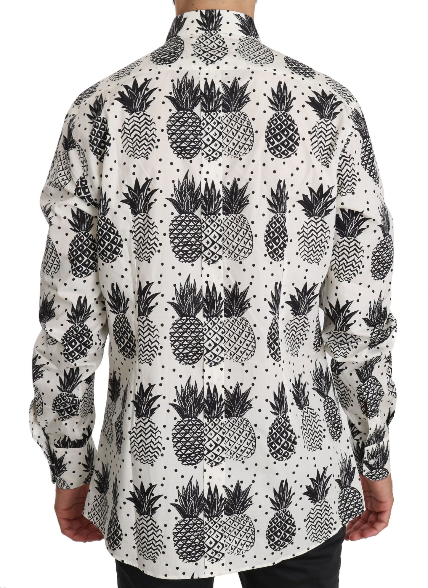 Dolce & Gabbana Weißes Ananas-Baumwoll-Oberhemd