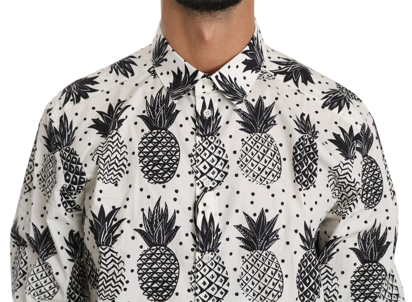 Dolce & Gabbana Weißes Ananas-Baumwoll-Oberhemd