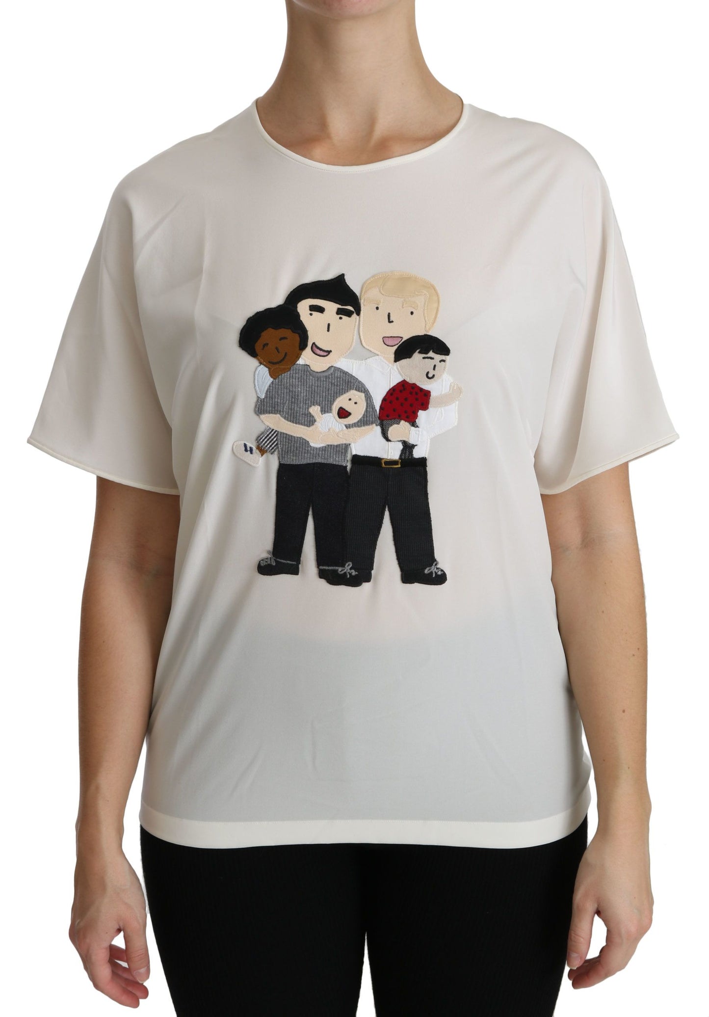 Dolce & Gabbana Weißes #dgfamily Patch Kurzarm-Bluse