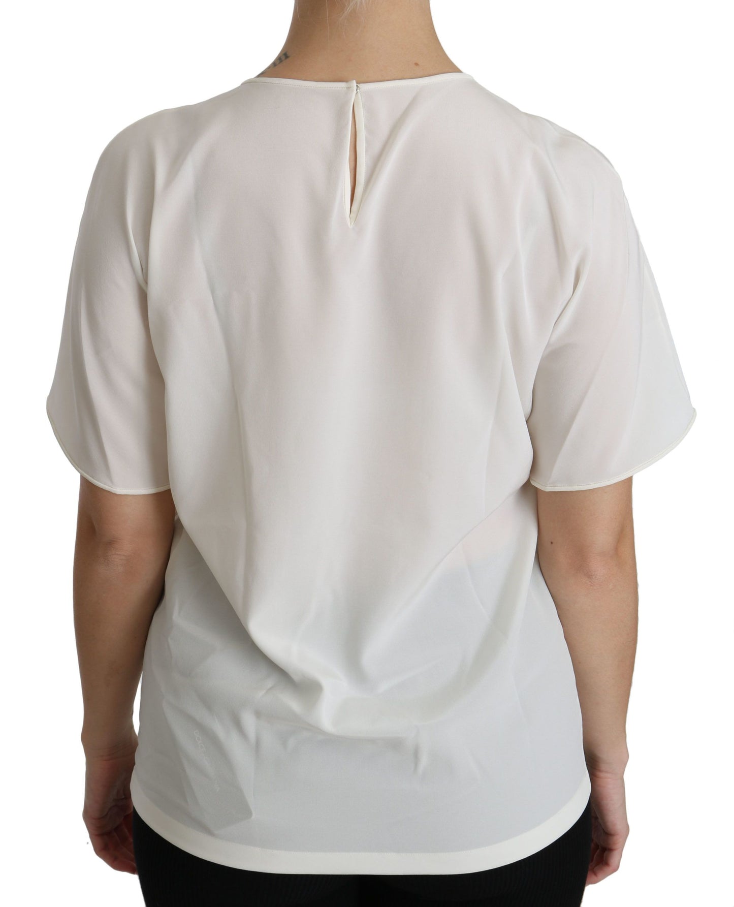 Dolce & Gabbana Weißes #dgfamily Patch Kurzarm-Bluse