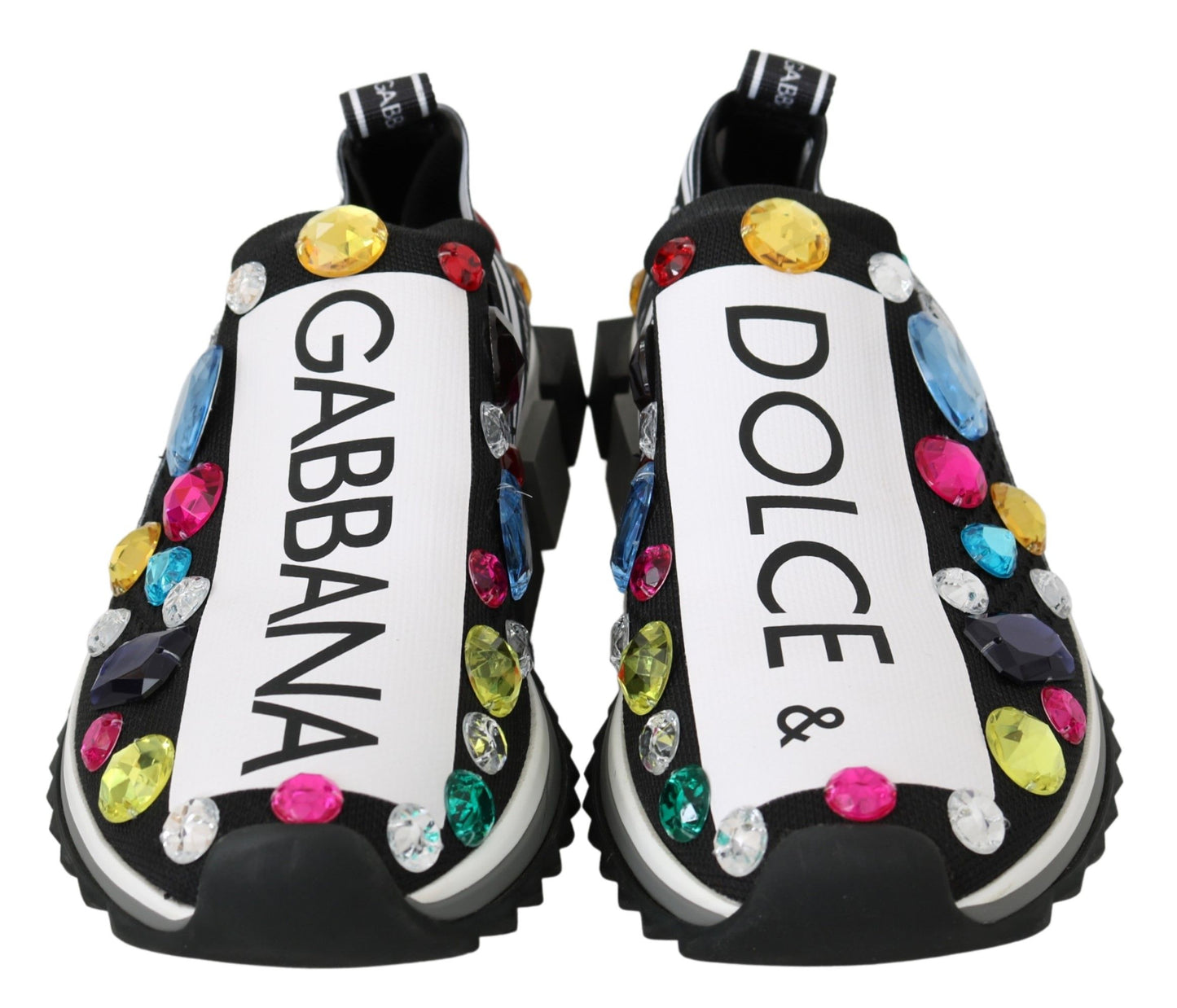 Dolce & Gabbana Schwarze, mehrfarbige Kristall-Sneakers