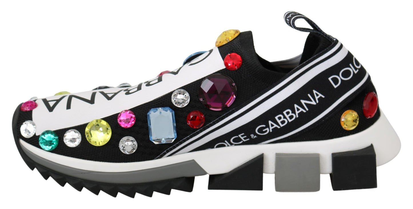 Dolce & Gabbana Schwarze, mehrfarbige Kristall-Sneakers