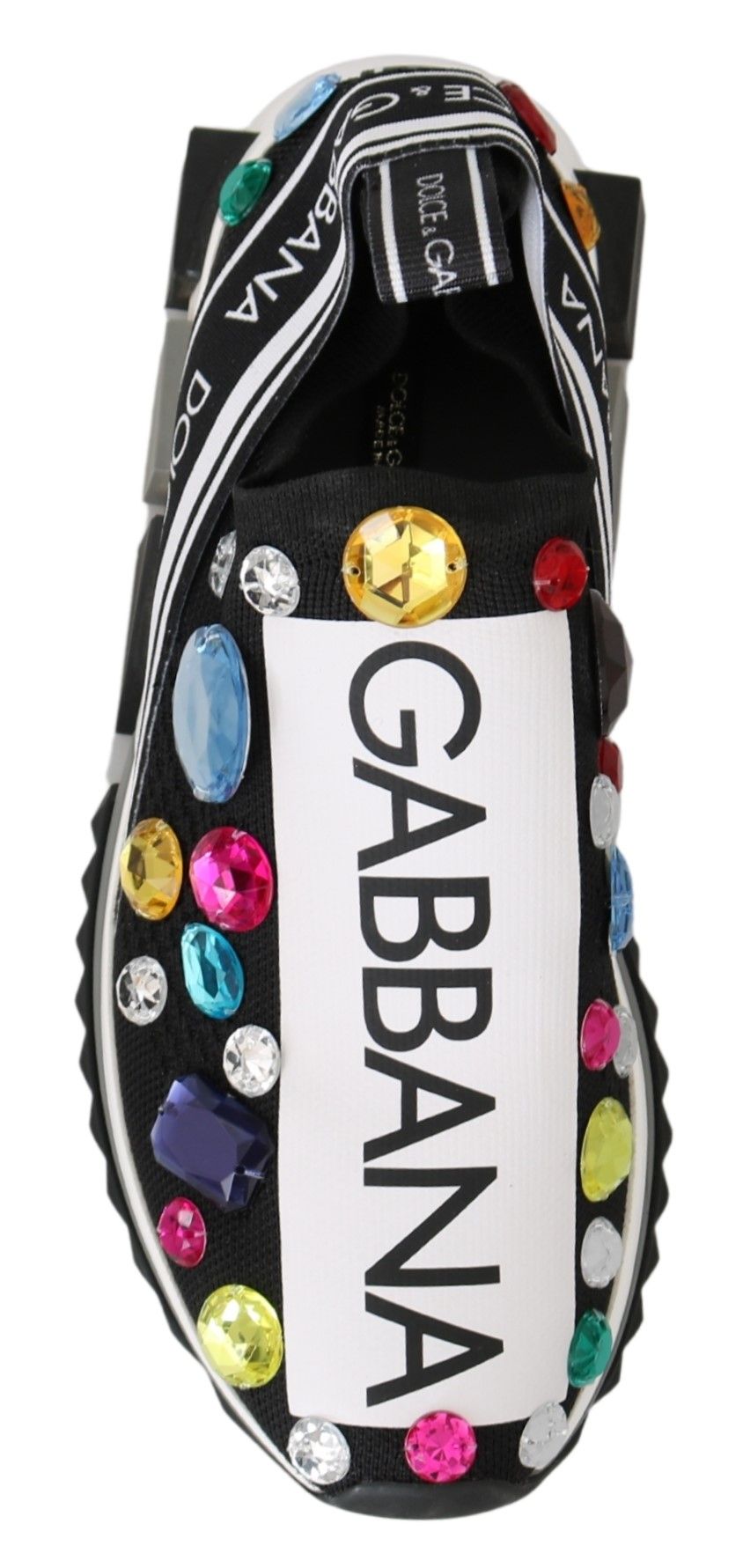 Dolce & Gabbana Schwarze, mehrfarbige Kristall-Sneakers