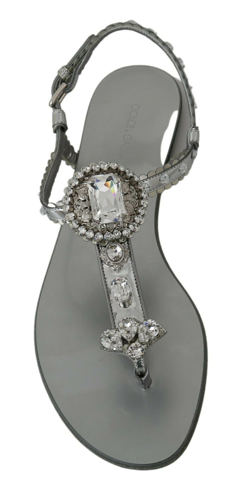 Dolce & Gabbana Silber Kristall Sandalen Flip-Flops Schuhe