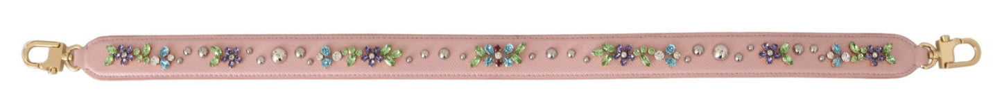 Dolce & Gabbana Schultergurt aus rosa Leder mit Kristallnieten