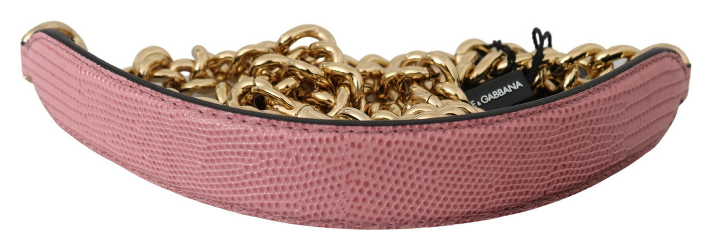 Dolce & Gabbana Schultergurt aus rosa Leder mit goldener Kette