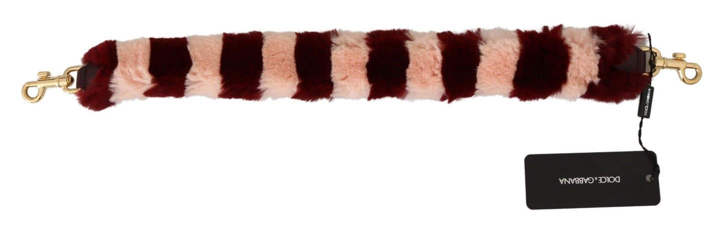 Dolce & Gabbana Pink Red Lapin Fur Accessoire Schultergurt