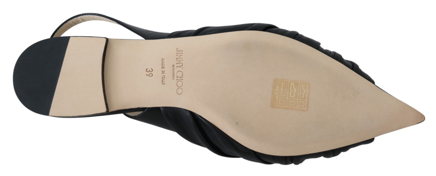 Jimmy Choo – Elegante flache Lederschuhe mit spitzer Zehenpartie