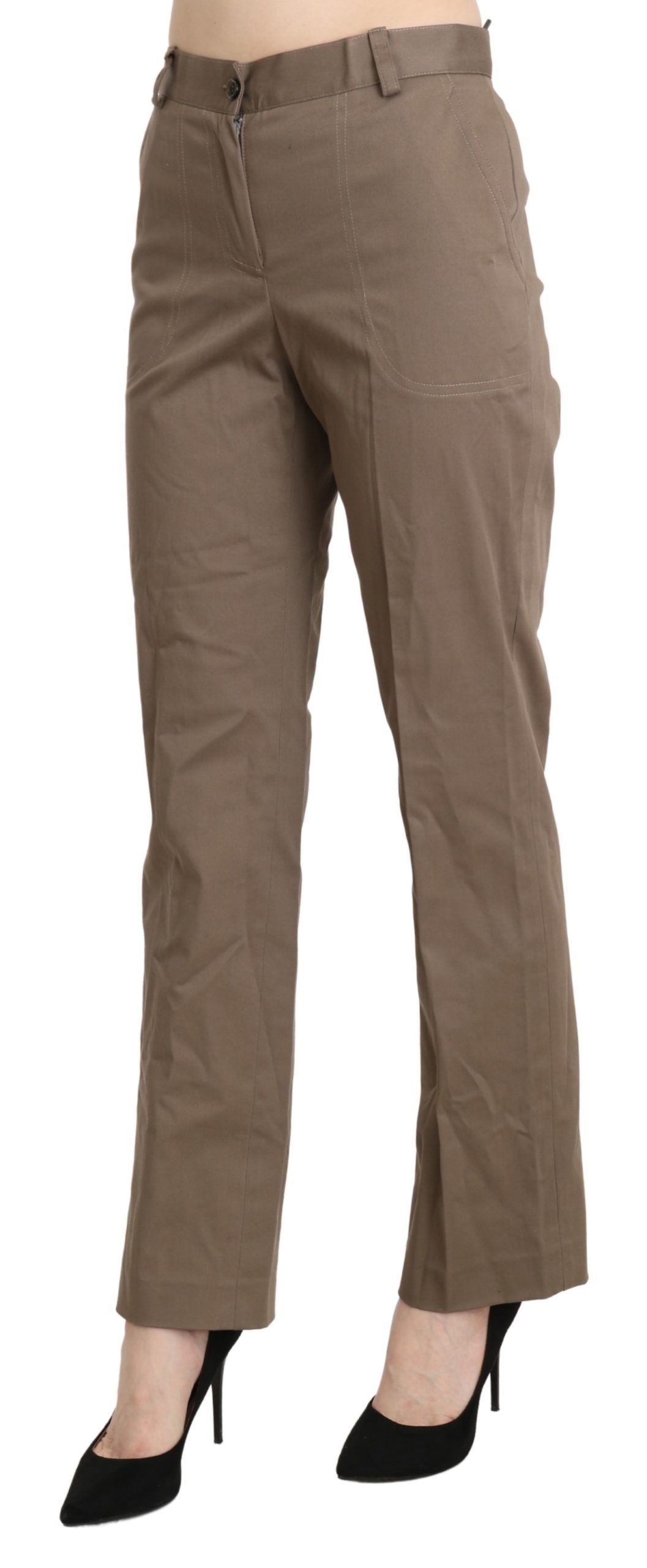 BENCIVENGA Braune gerade Hose mit hoher Taille