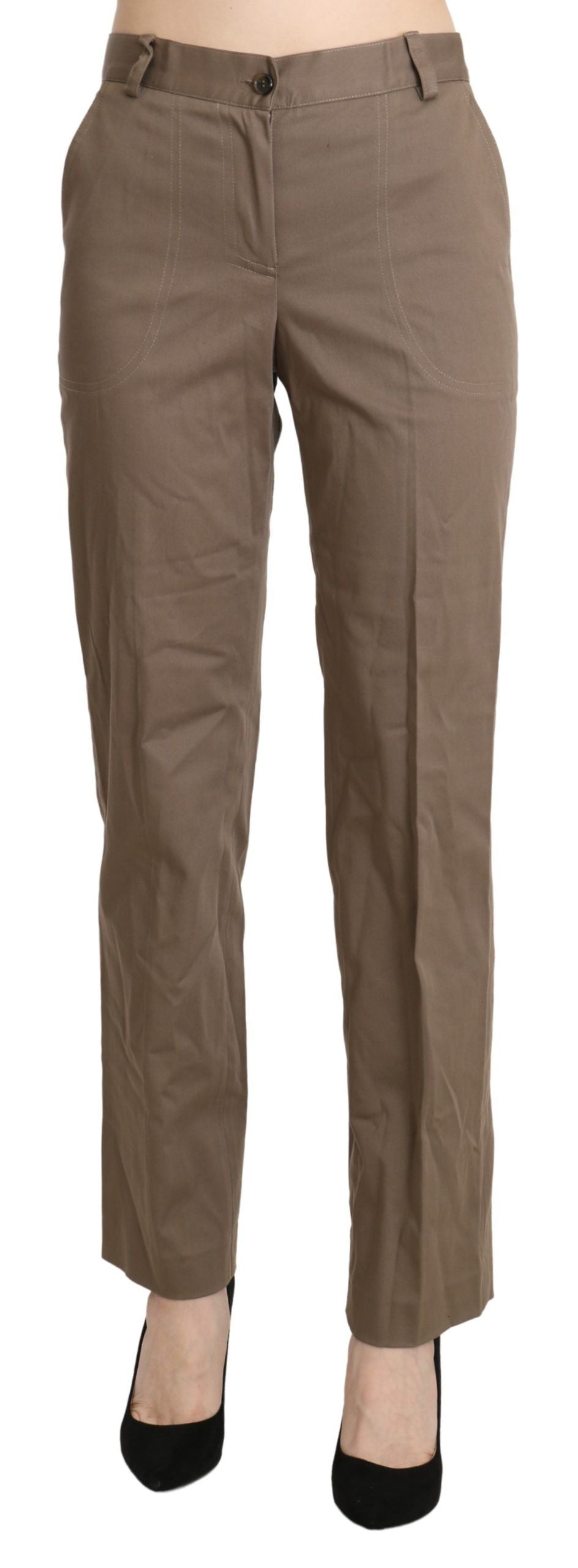 BENCIVENGA Braune gerade Hose mit hoher Taille