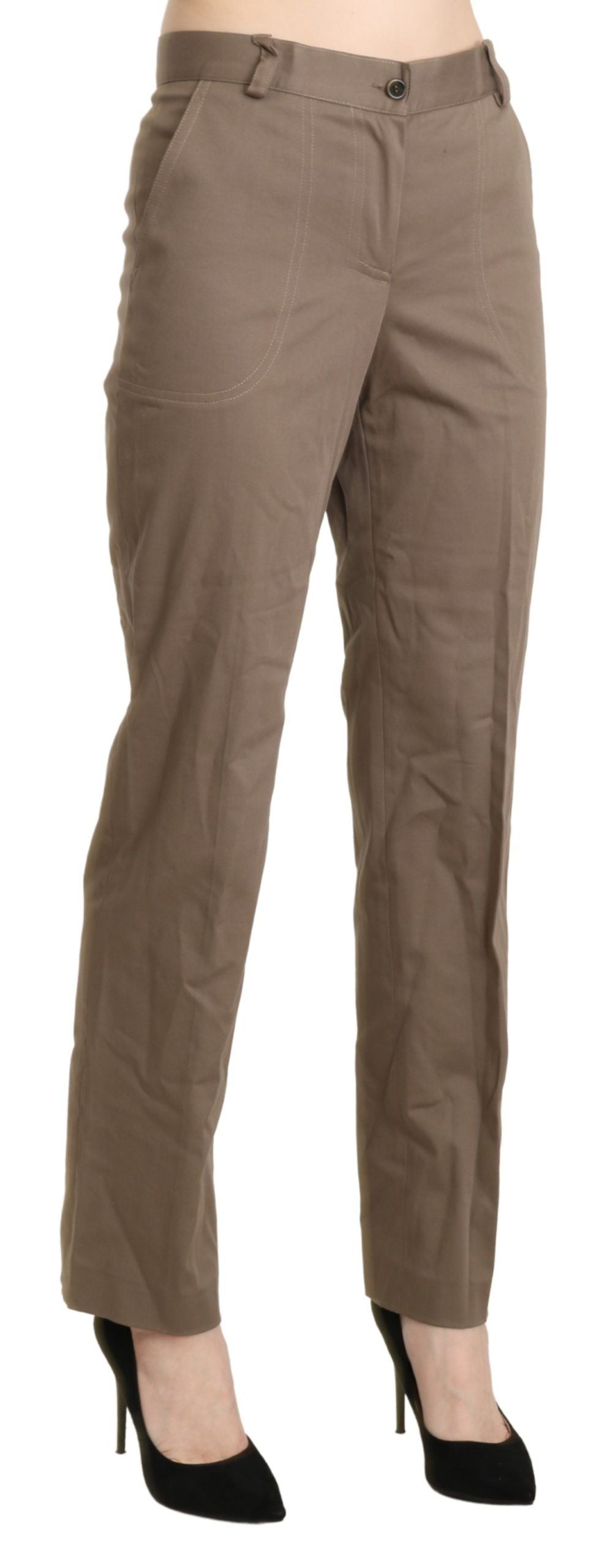 BENCIVENGA Braune gerade Hose mit hoher Taille