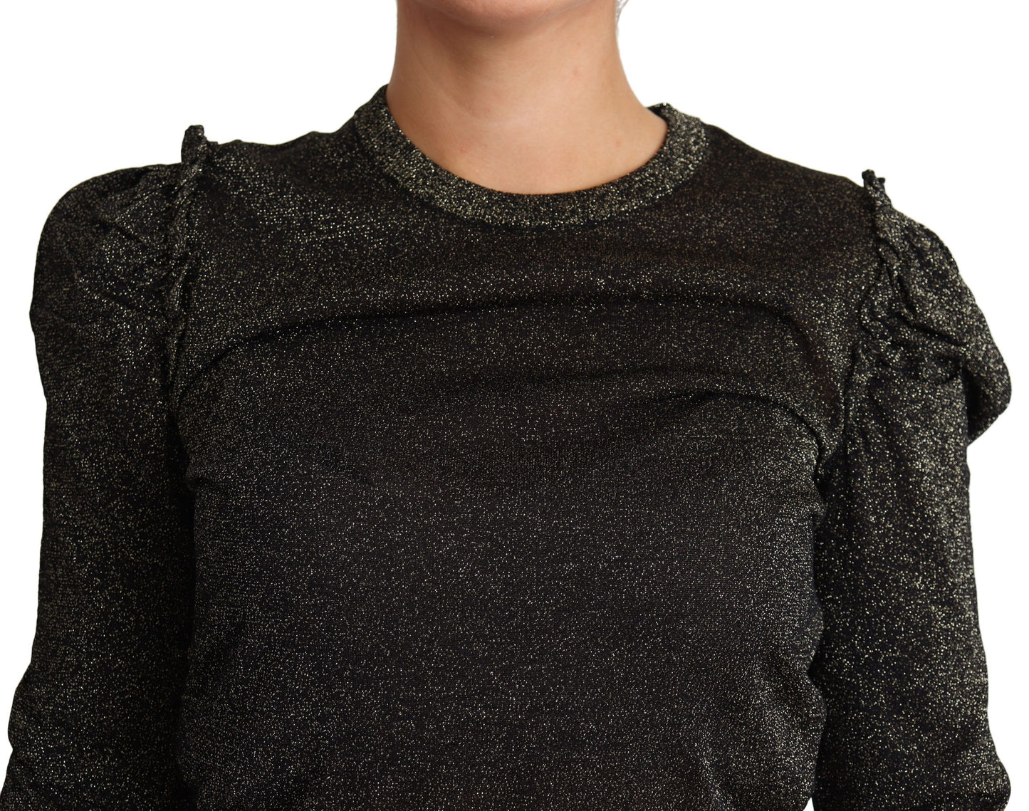 Dolce & Gabbana Schwarz Gold Kurzer Damen Pullover