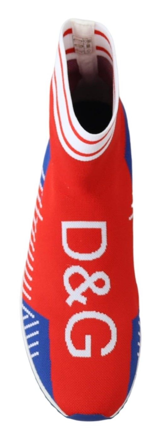 Dolce & Gabbana Blau Rot Sorrento Logo Sneakers Socken Schuhe