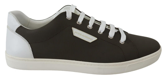 Dolce & Gabbana Weiß Grün Leder Low Top Sneakers Schuhe
