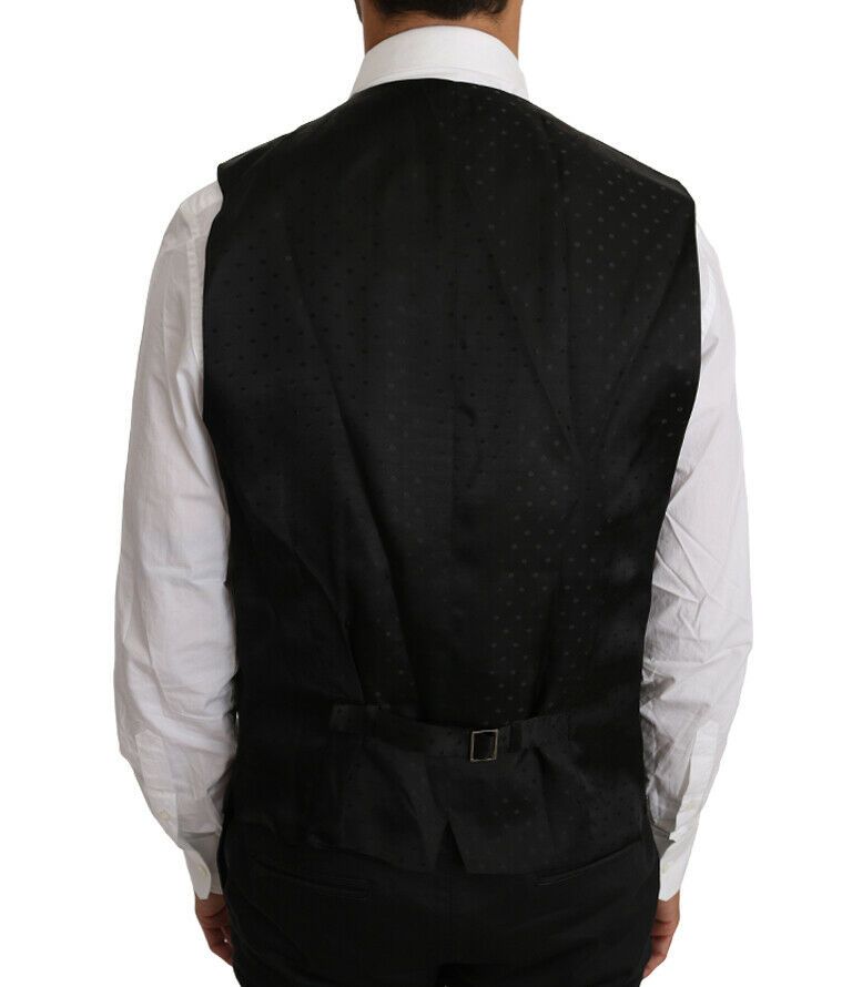Dolce & Gabbana Schwarze Weste aus massiver Wolle und Seide