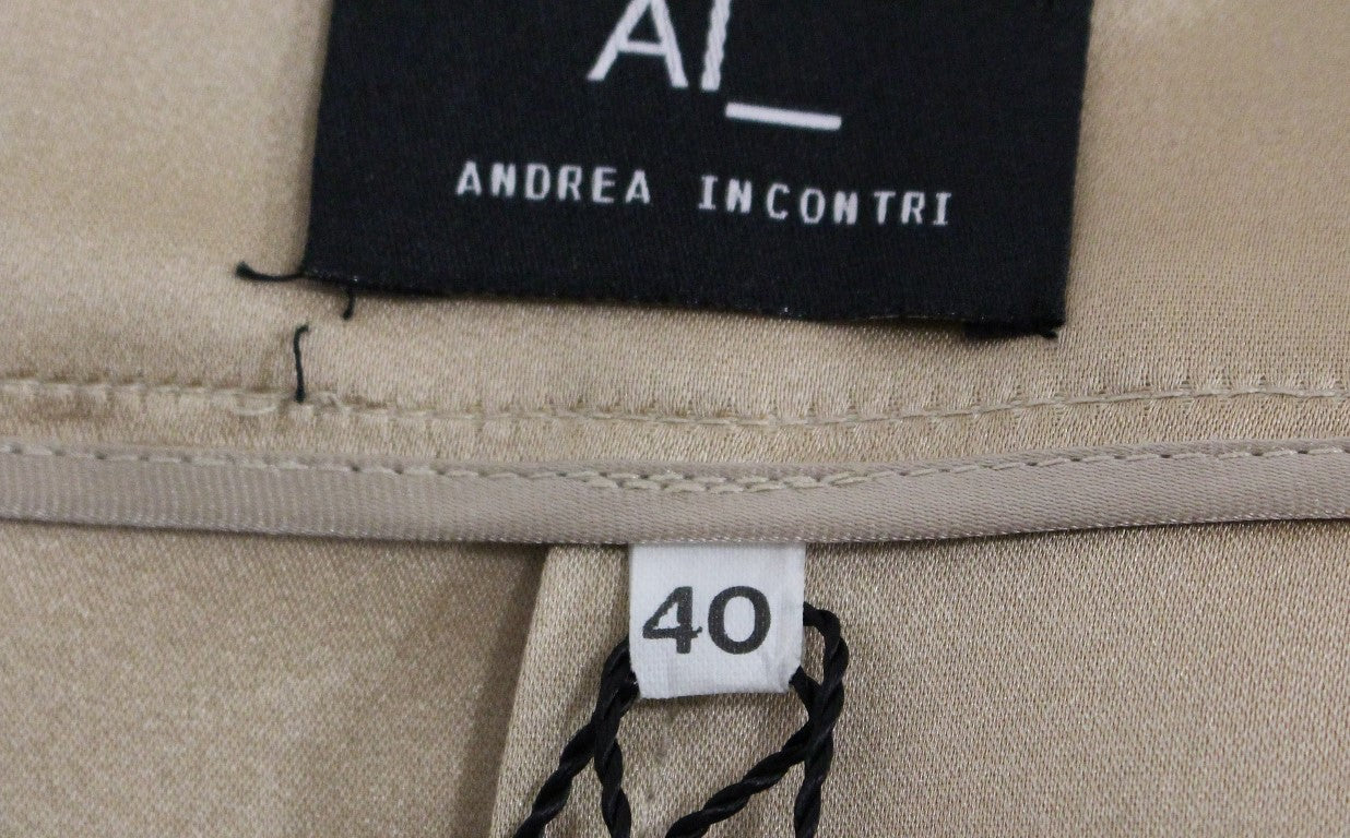 Andrea Incontri – Brauner, einfarbiger Mini-Faltenrock aus Seide