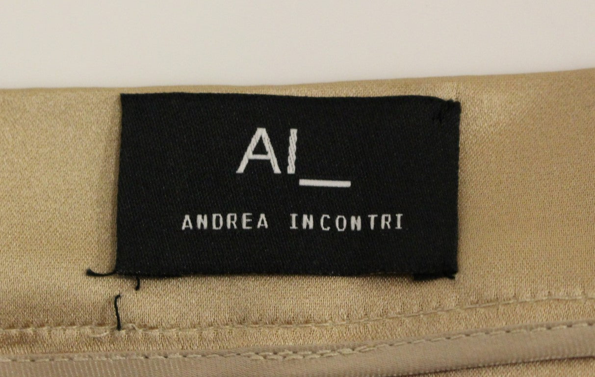 Andrea Incontri – Brauner, einfarbiger Mini-Faltenrock aus Seide