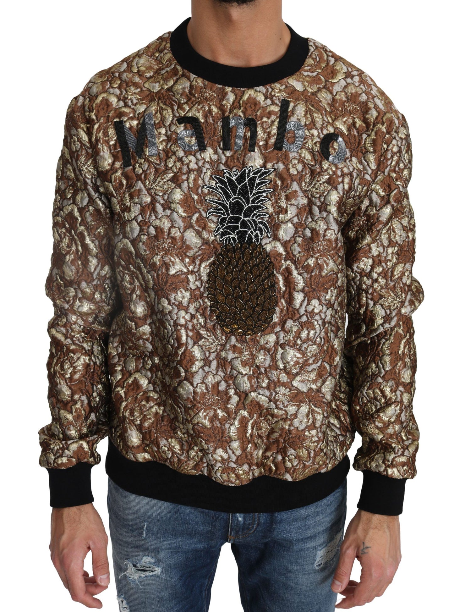 Dolce & Gabbana Mehrfarbiger MAMBO Jacquard-Pullover mit Ananas