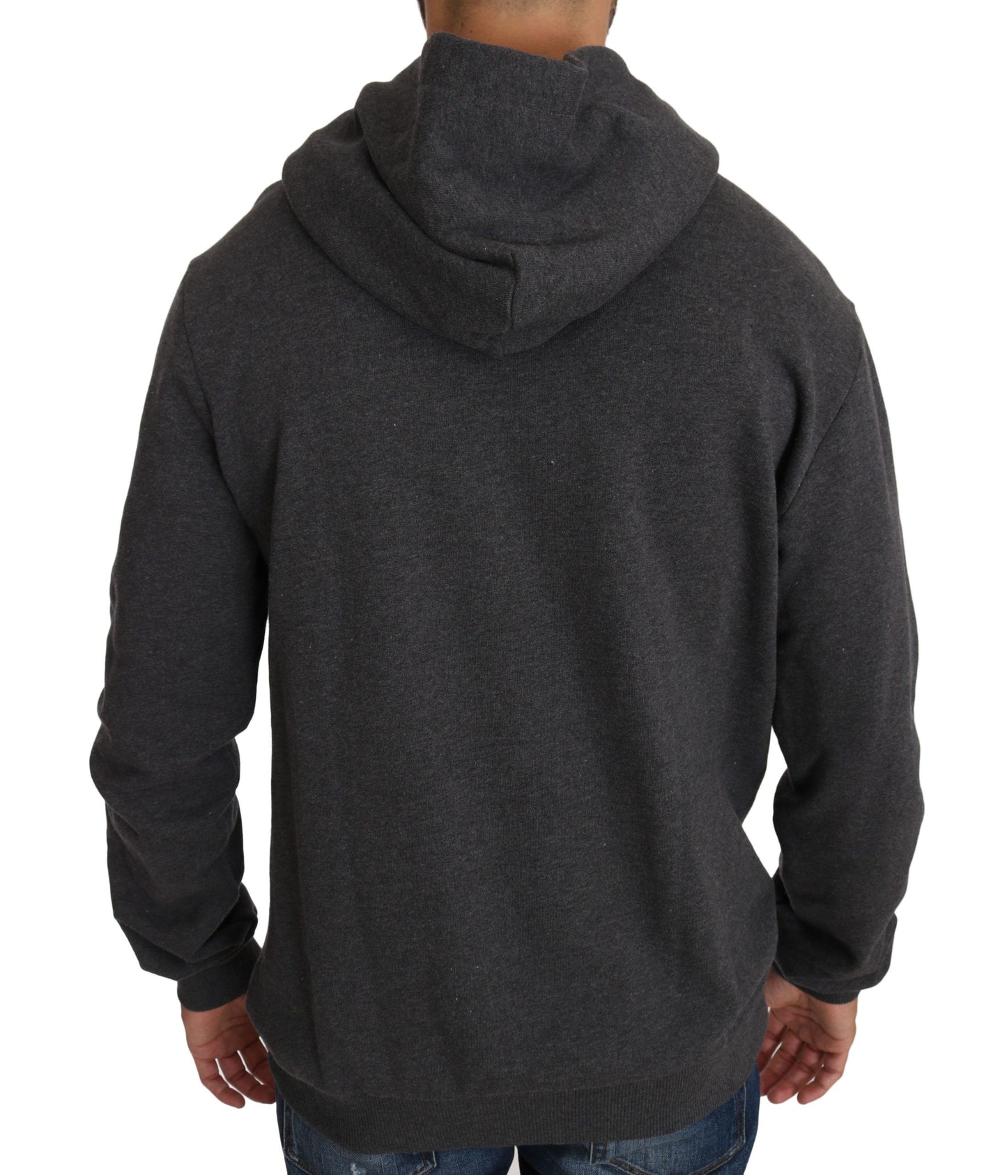Dolce & Gabbana Grauer Kapuzenpullover mit rotem Kristallherz und Pistole