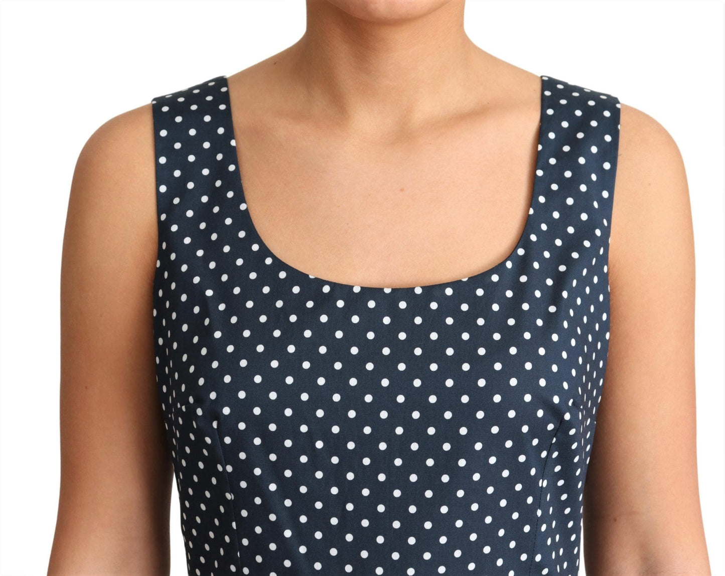 Dolce & Gabbana – Blau gepunktetes A-Linien-Kleid aus Baumwolle