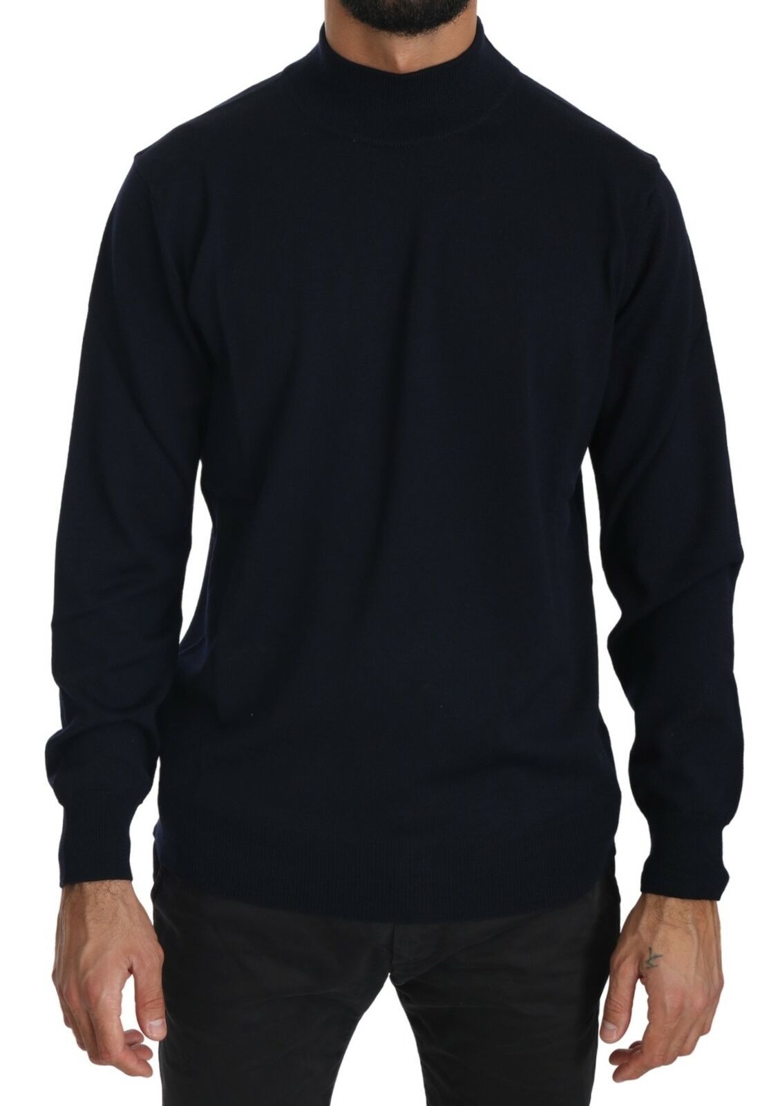 MILA SCHÖN Dunkelblauer Rundhalspullover 100% Wollpullover