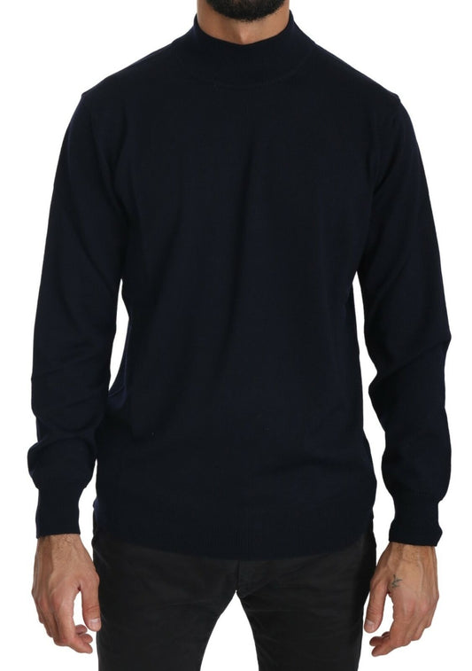 MILA SCHÖN Dunkelblauer Rundhalspullover 100% Wollpullover