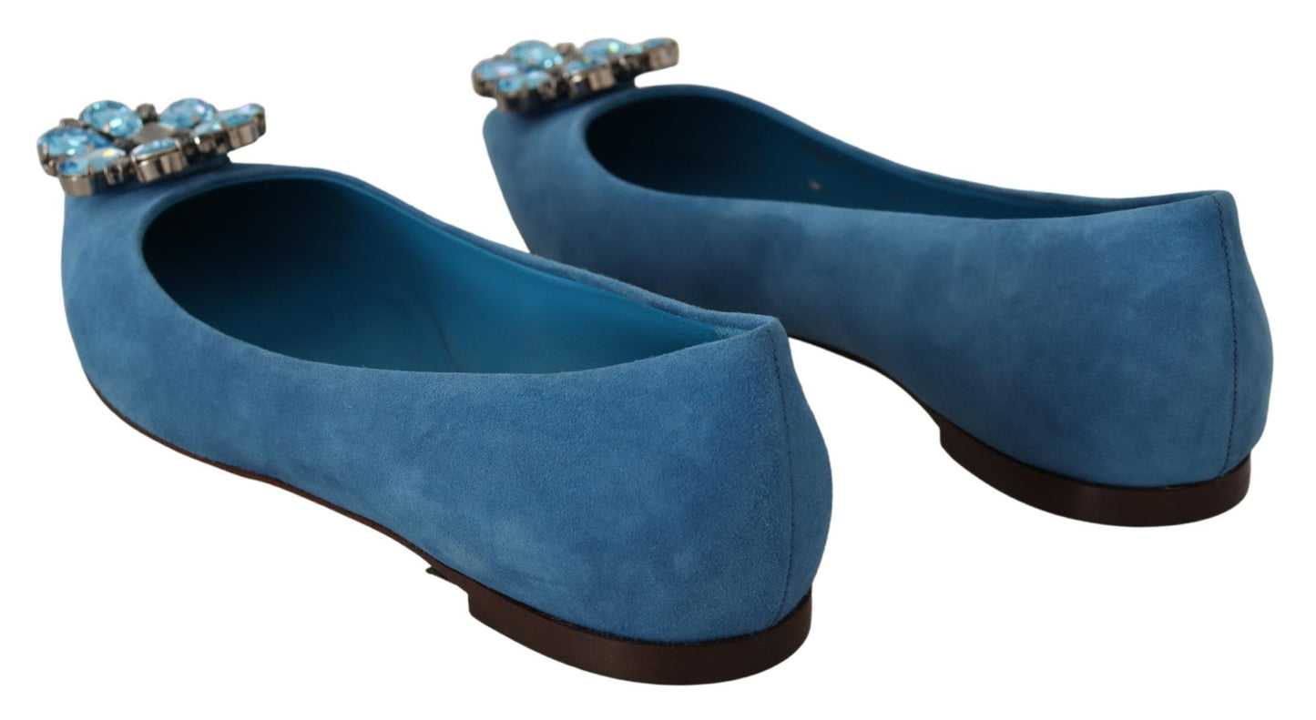 Dolce & Gabbana Blaue Wildleder-Loafer mit Kristallen