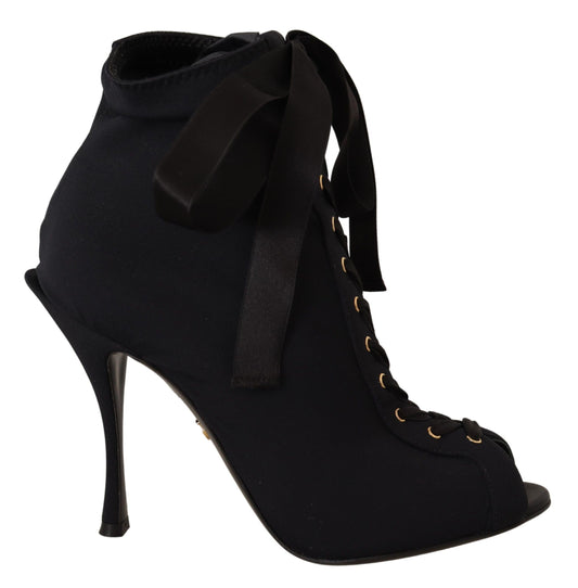 Dolce & Gabbana Schwarze Stretch-Kurze Stiefeletten