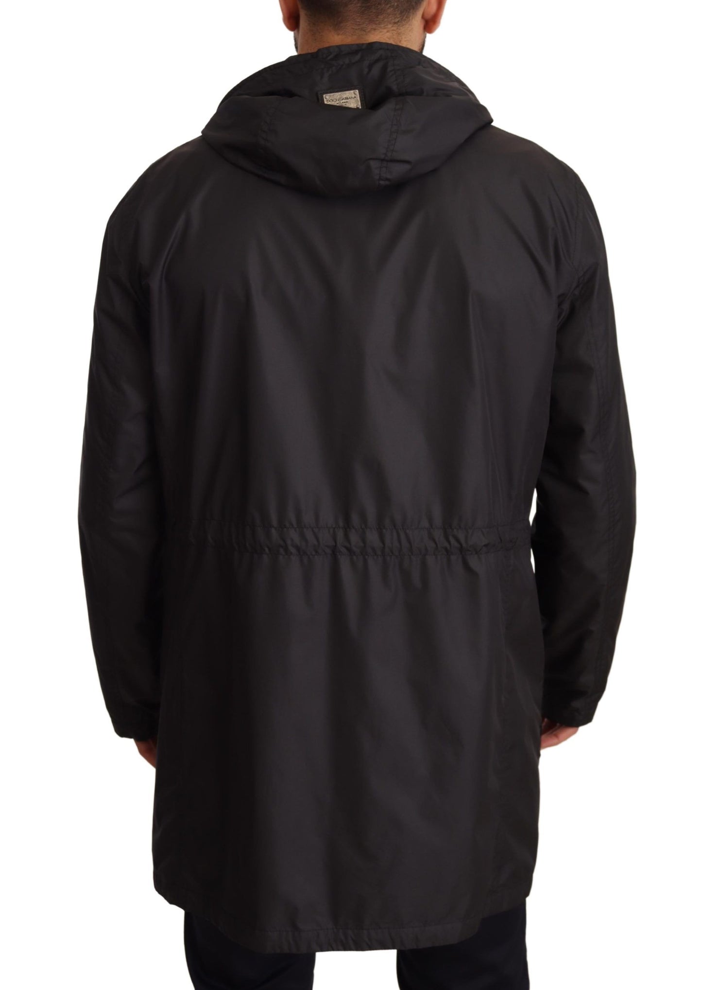 Dolce & Gabbana Schwarze Herren-Trenchcoatjacke mit Kapuze