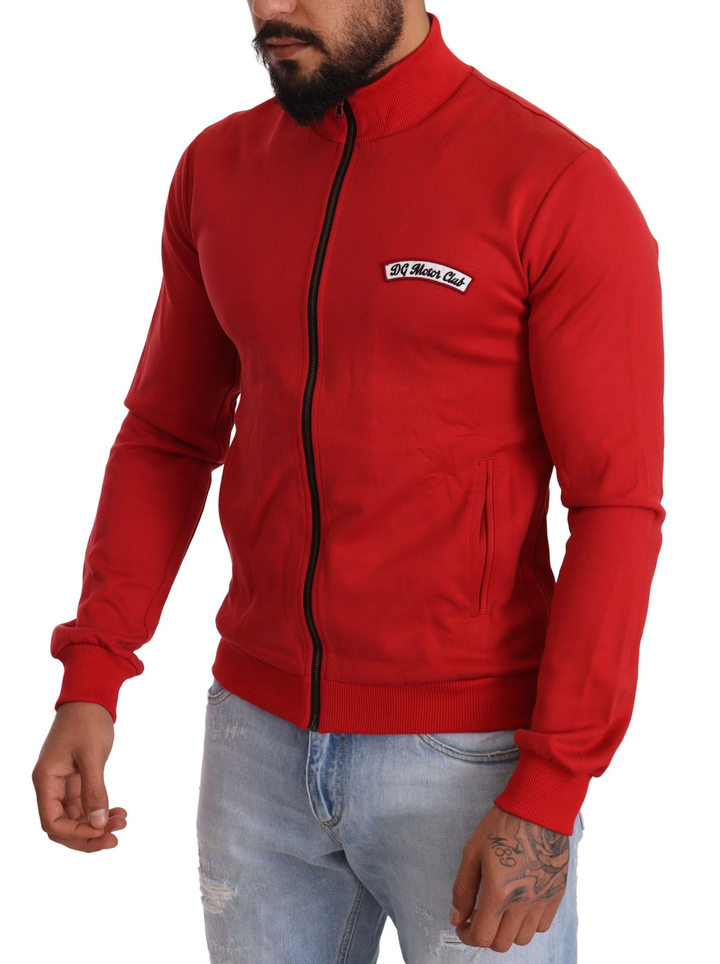 Dolce & Gabbana, roter DG Motor Club Stretch-Pullover mit Reißverschluss