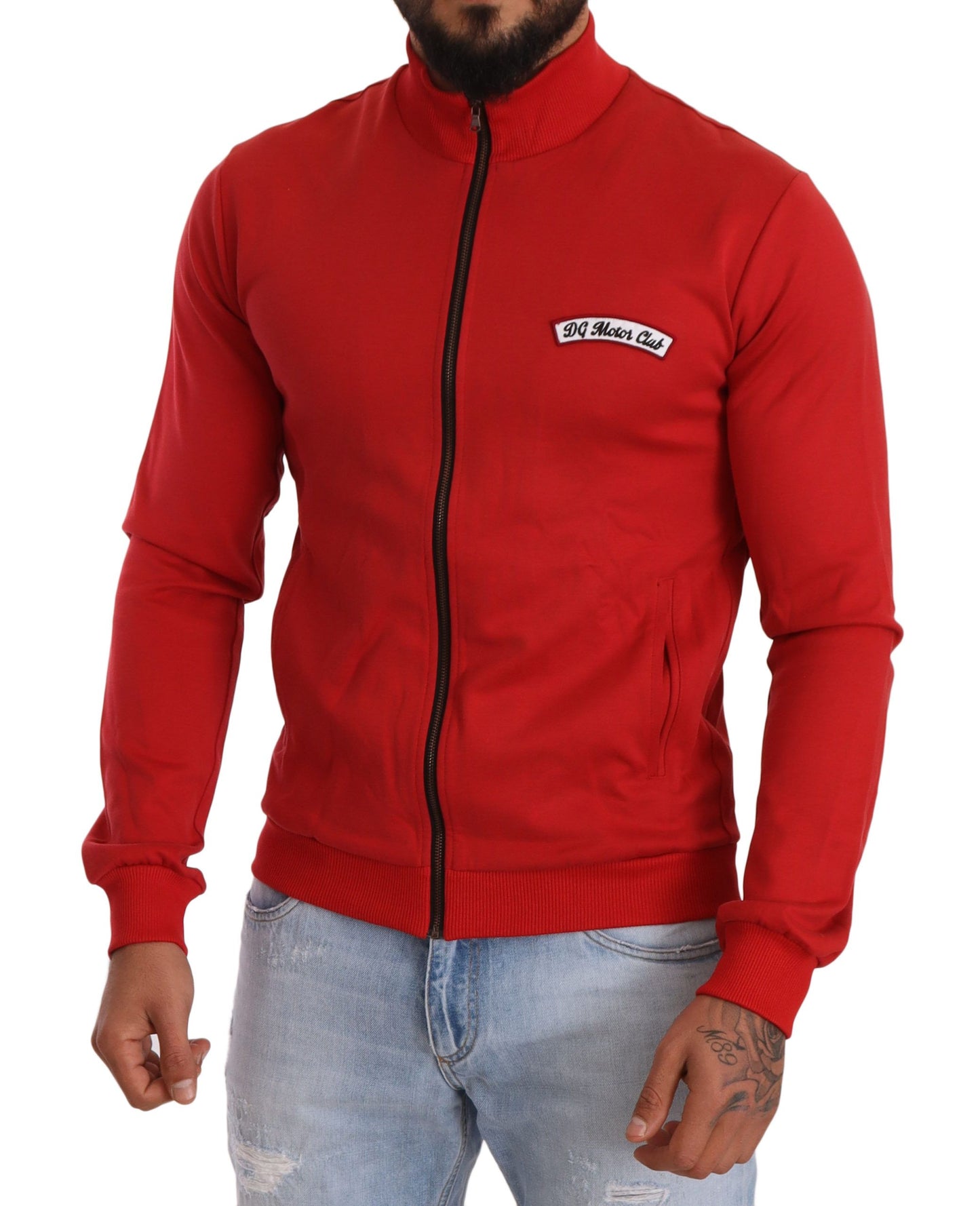 Dolce & Gabbana, roter DG Motor Club Stretch-Pullover mit Reißverschluss