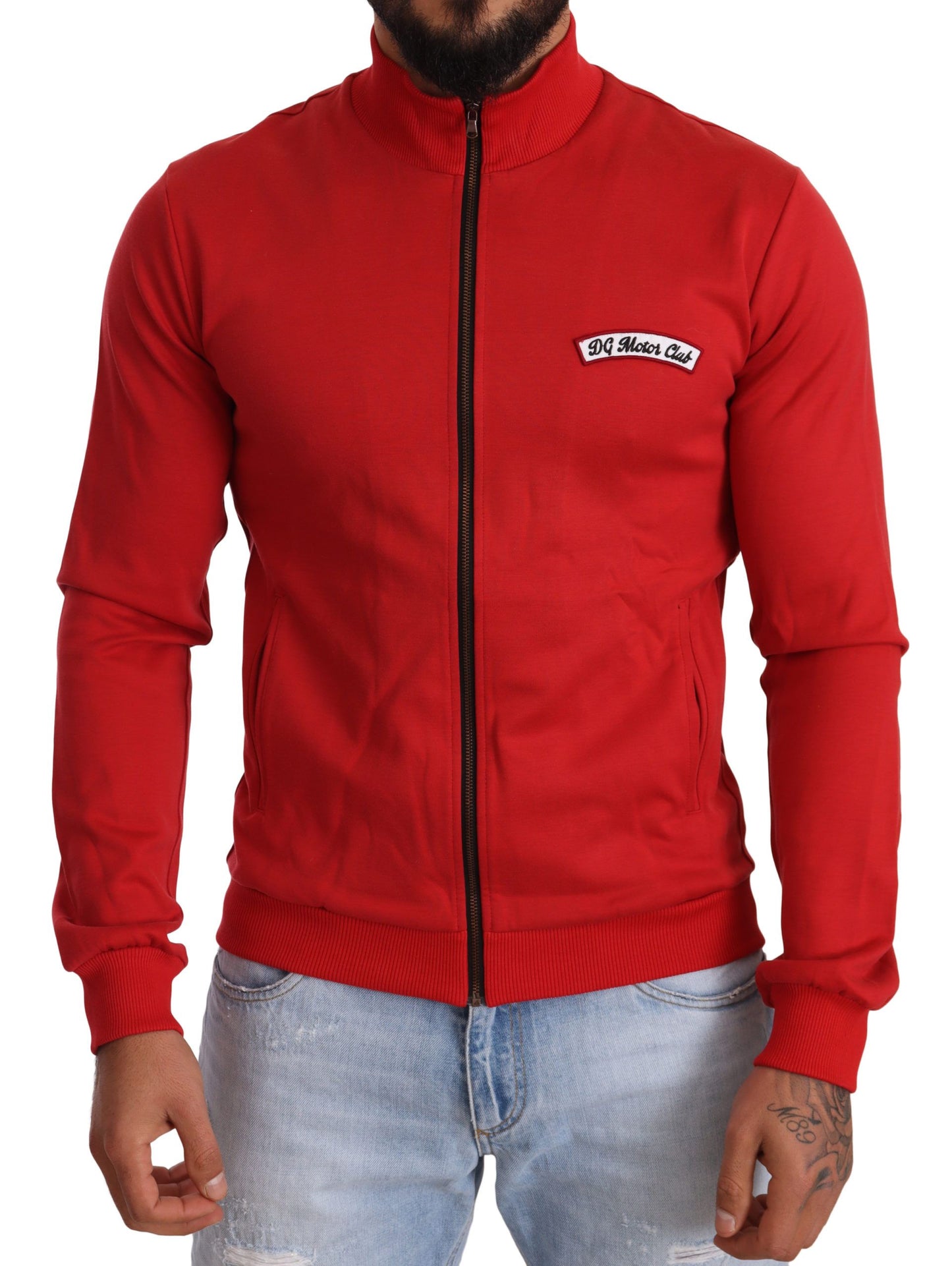 Dolce & Gabbana, roter DG Motor Club Stretch-Pullover mit Reißverschluss
