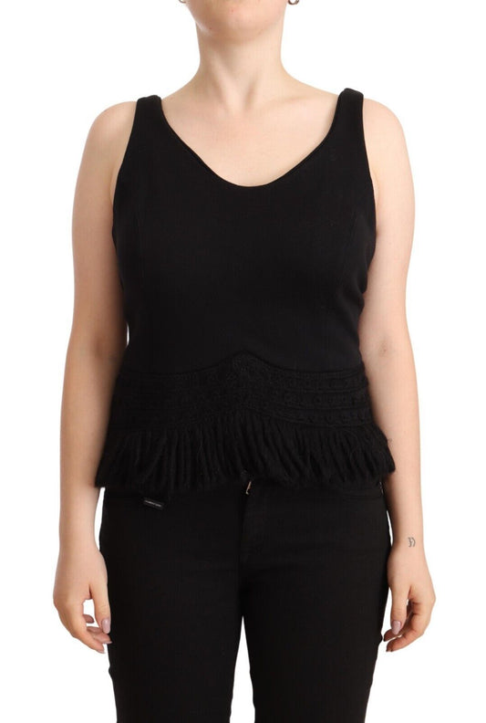 Ermanno Scervino – Ärmelloses Tanktop aus schwarzer Baumwolle