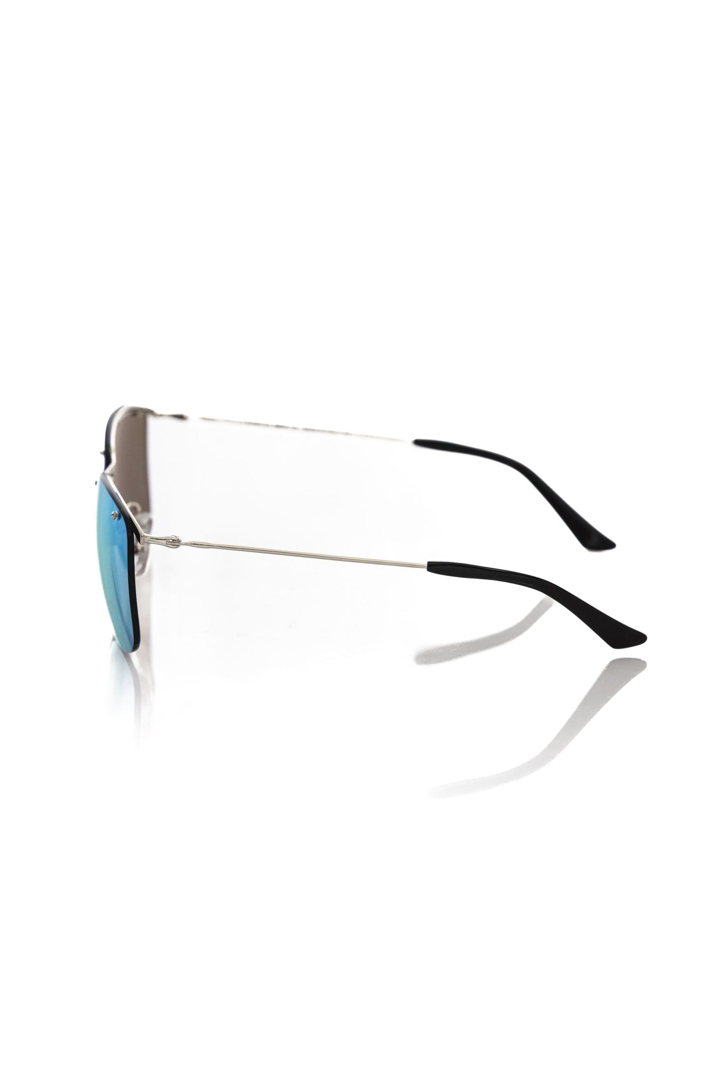 Frankie Morello Silver Metallic Fibre Men Sunglass