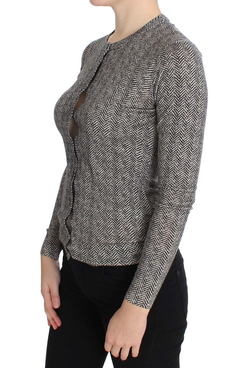 Dolce & Gabbana Schwarz-Weiß-Wolltop-Cardigan
