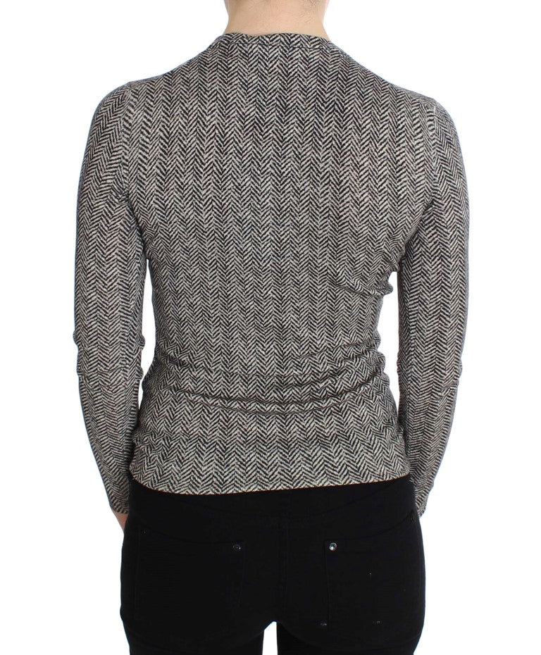 Dolce & Gabbana Schwarz-Weiß-Wolltop-Cardigan