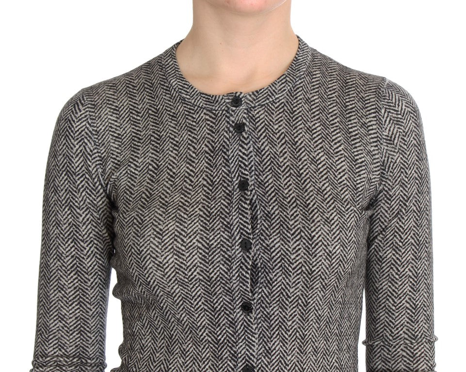 Dolce & Gabbana Schwarz-Weiß-Wolltop-Cardigan